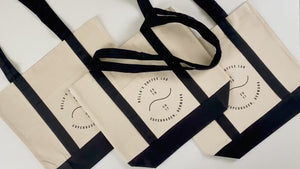 Große Trend-Einkaufstasche aus Canvas mit schwarzem Henkel, 40,6 cm B x 35,6 cm H x 12,7 cm L, große Tragetasche (340 ml), personalisierbar