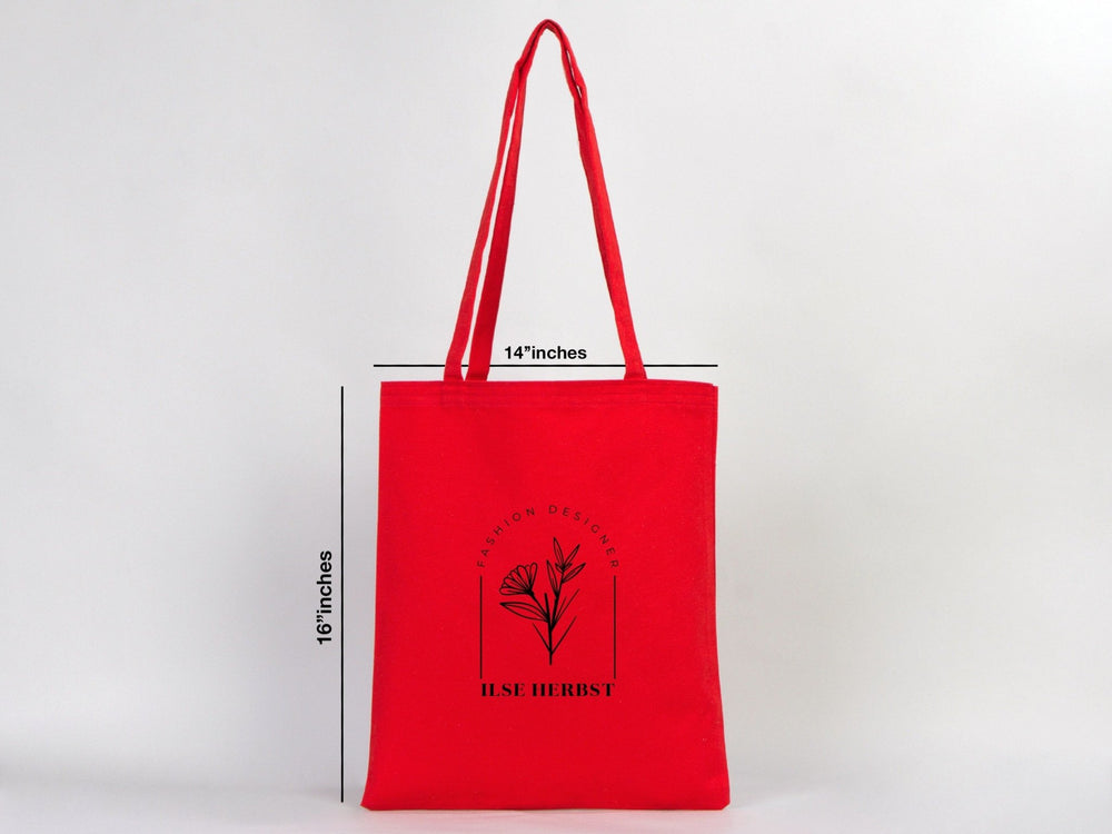 Red Canvas Custom Tote Bags 14"W x 16"H – Personalized Cotton Shopping & Gift Bags - Pamusan.com