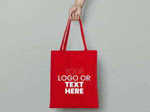 Red Canvas Custom Tote Bags 14"W x 16"H – Personalized Cotton Shopping & Gift Bags - Pamusan.com