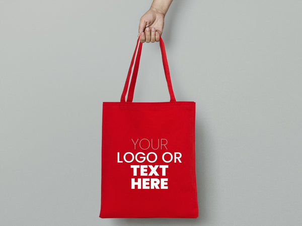 Red Canvas Custom Tote Bags 14"W x 16"H – Personalized Cotton Shopping & Gift Bags - Pamusan.com