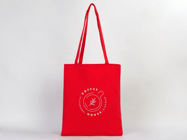 Red Canvas Custom Tote Bags 14"W x 16"H – Personalized Cotton Shopping & Gift Bags - Pamusan.com