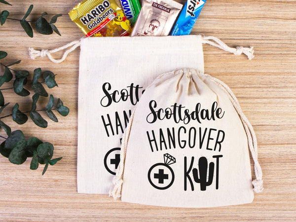 Organic Hangover Recovery Kit Bags for Events - 100% Cotton Drawstring Pouches - Pamusan.com