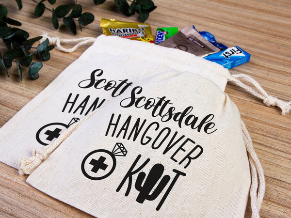 Organic Hangover Recovery Kit Bags for Events - 100% Cotton Drawstring Pouches - Pamusan.com