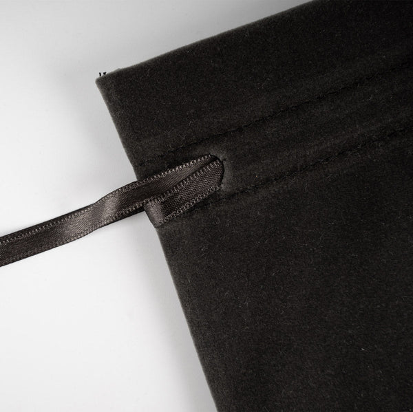 Velvet Rose Drawstring Pouch – Anthracite – 4" × 5" (10 × 13 cm) - Pamusan.com