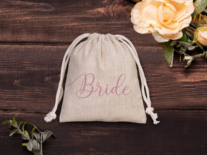 Wedding Pouch Bags, Personalized Bridal Party Drawstring Cotton Bags & Bridesmaid Favor Sacks - Pamusan.com