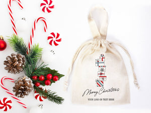 Christmas Gift Bags with Short Handles –  6" x 8" (15 cm x 20 cm) Personalized Cotton & Muslin Bags | Pamusan