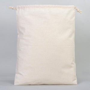 Cotton Drawstring Pouch 16"x20" | Natural Large Favor & Gift Bag — lifestyle view | Pamusan