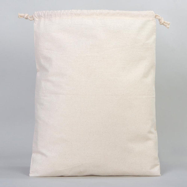 Cotton Drawstring Pouch 16"x20" | Natural Large Favor & Gift Bag — lifestyle view | Pamusan